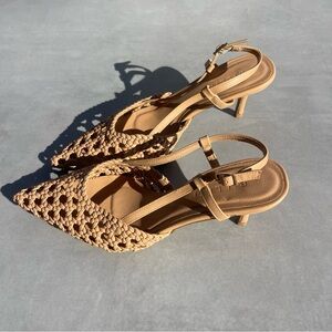 Billini Tan Woven Kitten Heels